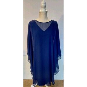 Vince Camuto Size 8 Purple Knee-Length Sleeveless Dress W/Sheer Overlay